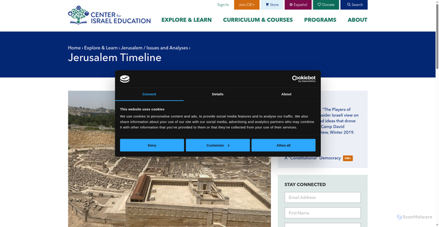 Security scan screenshot of https://israeled.org/jerusalem-timeline/