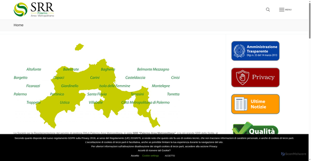 Security scan screenshot of https://srrpalermo.it/