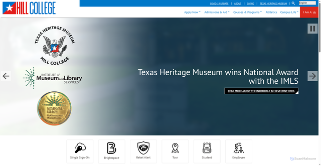 Security scan screenshot of https://www.hillcollege.edu/