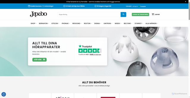 Security scan screenshot of https://japebo.se