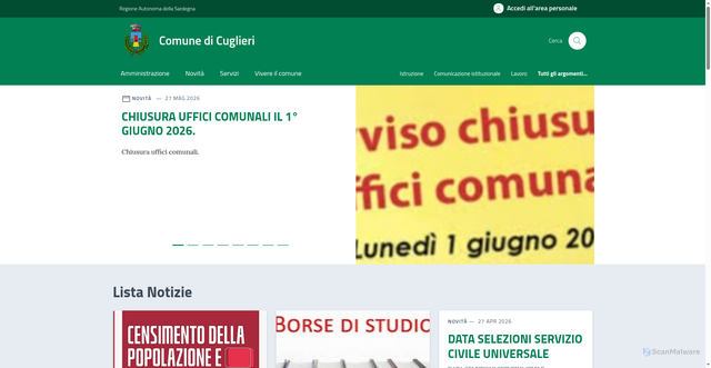 Security scan screenshot of https://www.comune.cuglieri.or.it