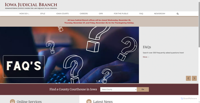Security scan screenshot of https://www.iowacourts.gov/