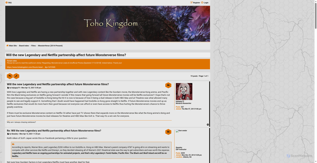 Security scan screenshot of https://www.tohokingdom.com/forum/viewtopic.php?style=45&t=31319&sid=0cdca0ecd0f0865876b054f6a306c2e0