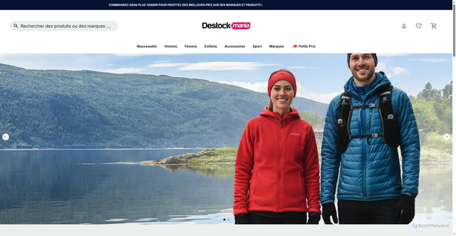 Security scan screenshot of https://destockmania.com