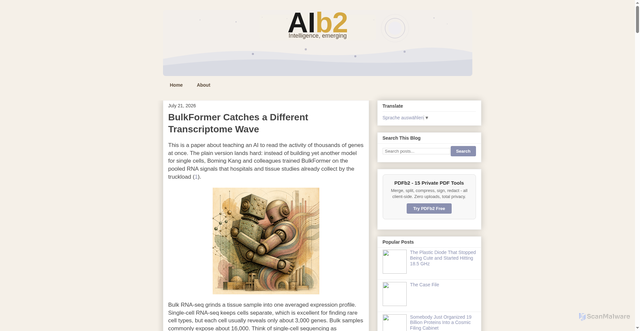 Security scan screenshot of https://aib2.pages.dev/2026/07/bulkformer-catches-a-different-transcriptome-wave
