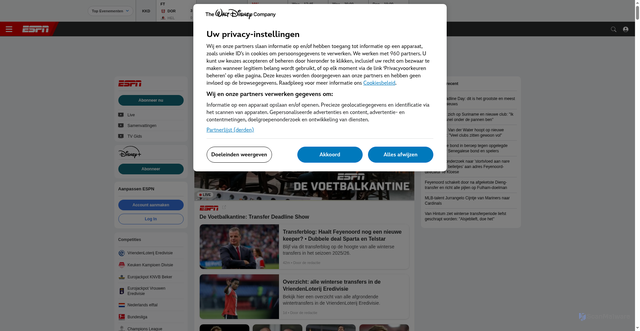 Security scan screenshot of https://www.espn.nl