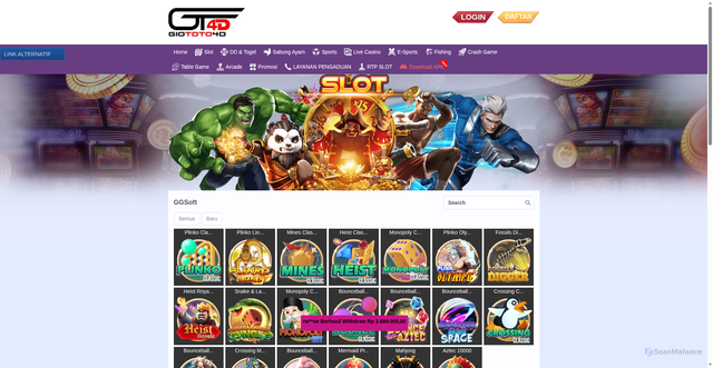 Security scan screenshot of https://lagiimlek.top/desktop/game/slot/ggsoft
