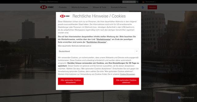Security scan screenshot of https://hsbc-zertifikate.de