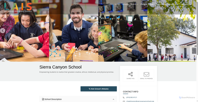 Security scan screenshot of https://losangelesindependentschools.org/listing/sierra-canyon-school/