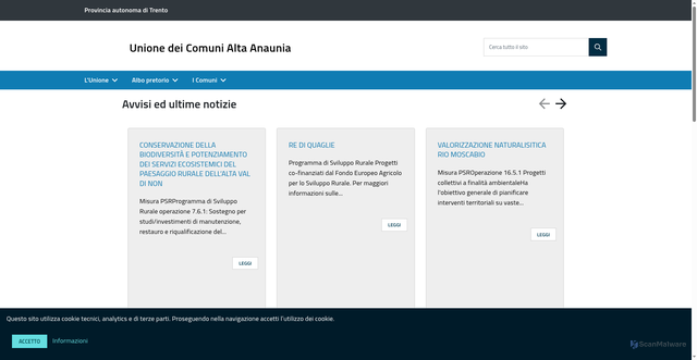 Security scan screenshot of https://www.unionealtanaunia.tn.it/
