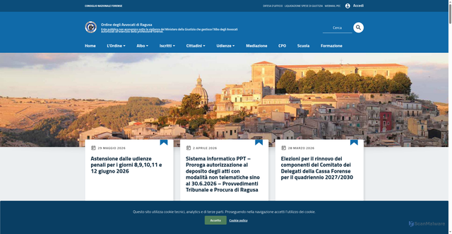 Security scan screenshot of https://www.ordineavvocatiragusa.it