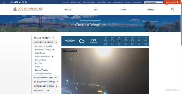 Security scan screenshot of https://www.goldengate.org/bridge/visiting-the-bridge/current-weather/