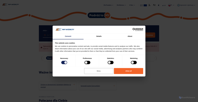 Security scan screenshot of https://intercity.pl