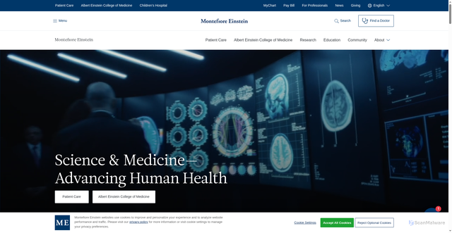 Security scan screenshot of https://montefiore.org