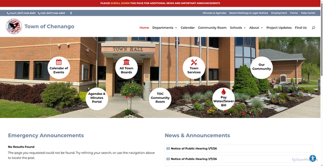 Security scan screenshot of https://townofchenangony.gov/