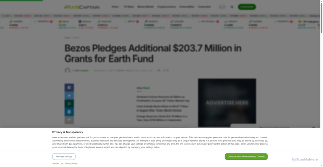 Security scan screenshot of https://ratecaptain.com/bezos-pledges-additional-203-7-million-in-grants-for-earth-fund/
