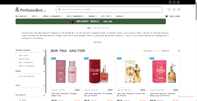 Security scan screenshot of https://perfumebox.com/collections/jean-paul-gaultier