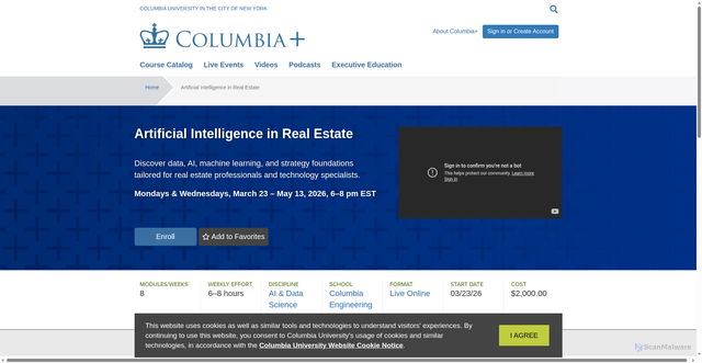 Security scan screenshot of https://plus.columbia.edu/content/artificial-intelligence-real-estate