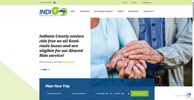 Security scan screenshot of https://www.indigobus.com/