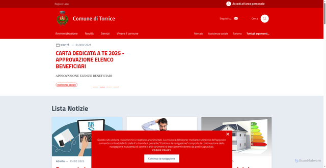 Security scan screenshot of https://www.comune.torrice.fr.it/