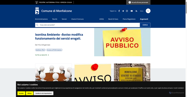 Security scan screenshot of https://www.comune.monfalcone.go.it/