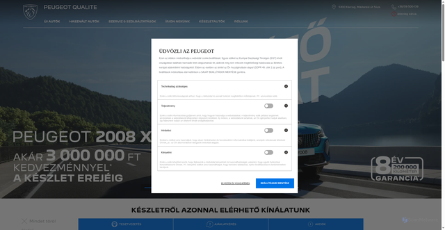 Security scan screenshot of https://peugeot-qualite-karcag.hu