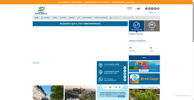 Security scan screenshot of https://www.bresciamobilita.it/