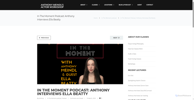 Security scan screenshot of https://www.anthonymeindl.com/blog/in-the-moment-podcast-anthony-interviews-ella-beatty/