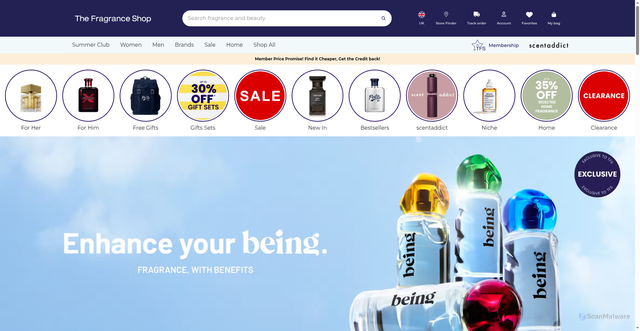 Security scan screenshot of https://www.thefragranceshop.co.uk