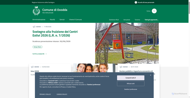 Security scan screenshot of https://www.comune.ovodda.nu.it
