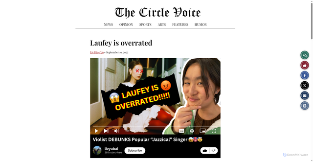 Security scan screenshot of https://thecirclevoice.org/7107/arts/laufey/