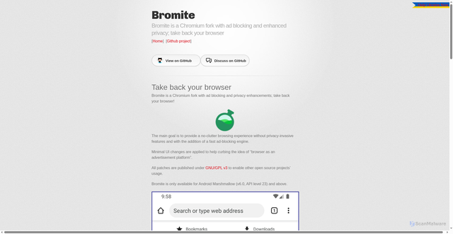 Security scan screenshot of https://bromite.org