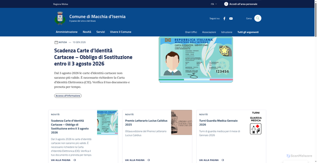 Security scan screenshot of https://www.comune.macchiadisernia.is.it/