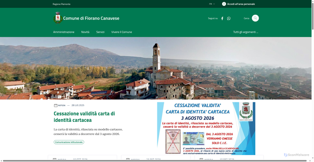Security scan screenshot of https://www.comune.fioranocanavese.to.it/
