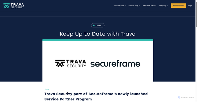 Security scan screenshot of https://travasecurity.com/learn-with-trava/news/