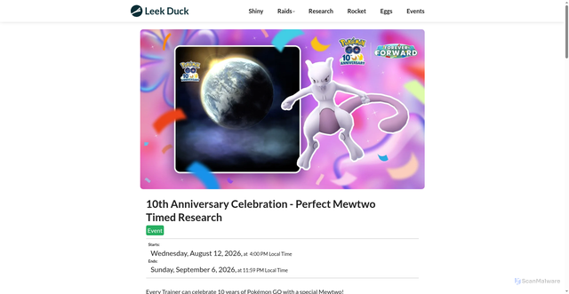 Security scan screenshot of https://leekduck.com/events/10th-anniversary-celebration/