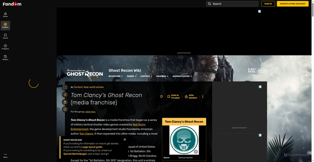 Security scan screenshot of https://ghostrecon.fandom.com/wiki/Tom_Clancy%27s_Ghost_Recon_(media_franchise)