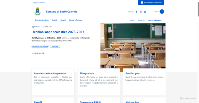 Security scan screenshot of https://www.comune.sesto-calende.va.it/