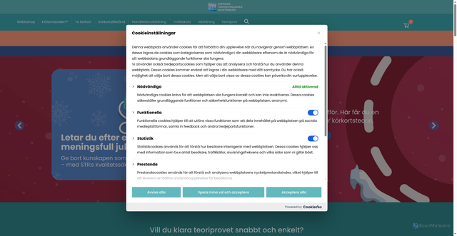 Security scan screenshot of https://korkort.nu/