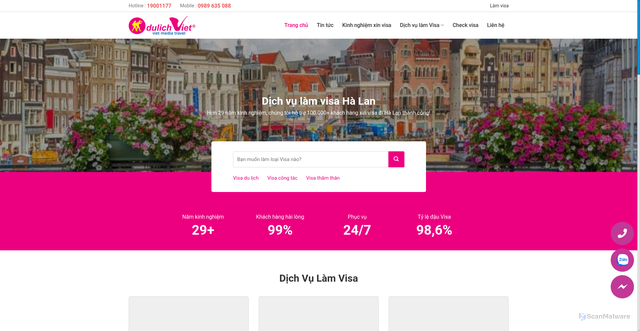 Security scan screenshot of https://visahalan.vn