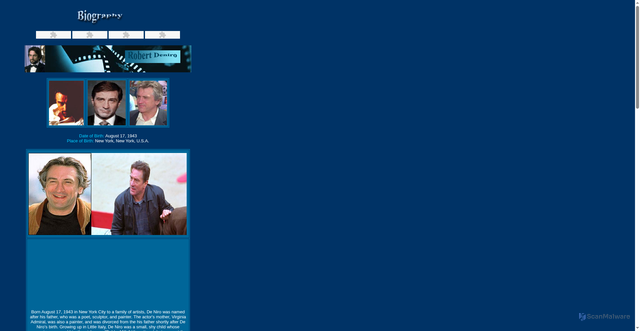 Security scan screenshot of https://robertdeniro.com/Bio.htm