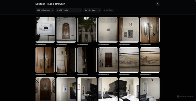 Security scan screenshot of https://epstein-files-browser.vercel.app/
