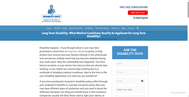 Security scan screenshot of https://thedisabilityguys.com/long-term-disability/