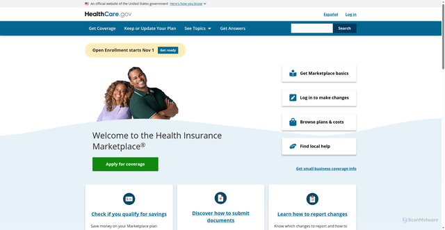 Security scan screenshot of https://www.healthcare.gov/