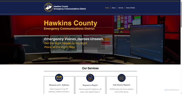 Security scan screenshot of https://www.hawkinscounty911.org/