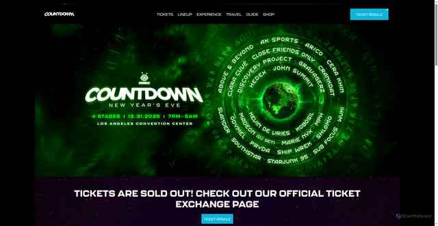 Security scan screenshot of https://countdownnye.com/