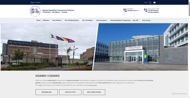 Security scan screenshot of https://www.policlinicorodolicosanmarco.it/