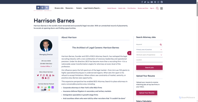 Security scan screenshot of https://www.bcgsearch.com/Legal-Recruiter/13/Harrison-Barnes/