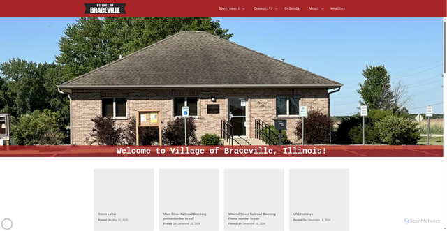 Security scan screenshot of https://villageofbraceville.gov/