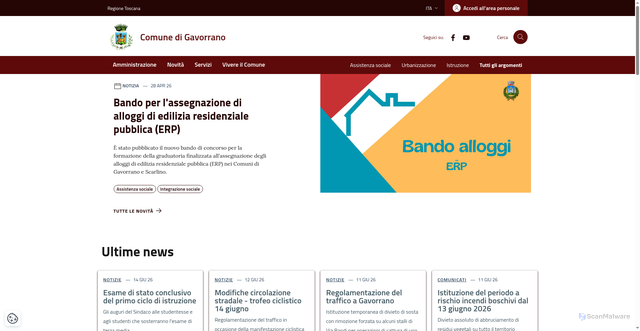 Security scan screenshot of https://www.comune.gavorrano.gr.it